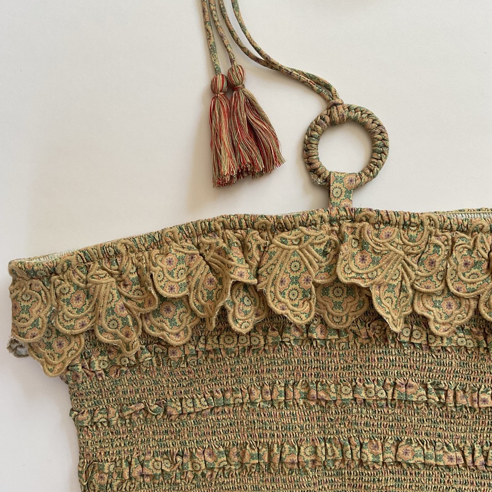Anthropologie x Let Me Be Smocked Halter Crop Top NWT - Picture 5 of 11